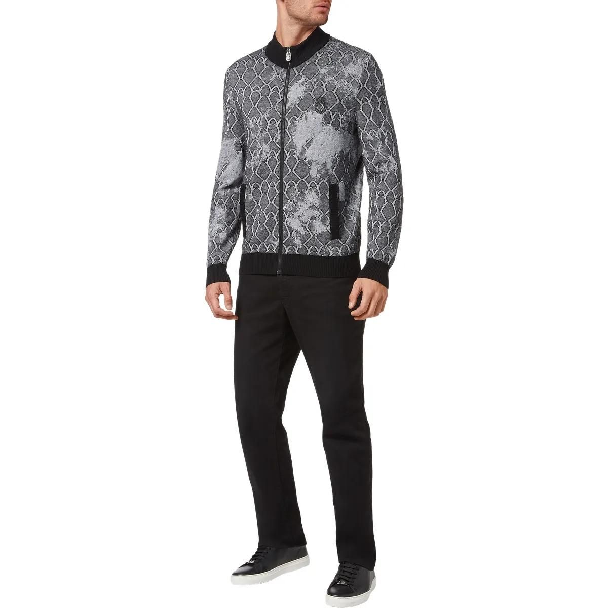 Jacquard Strick Bomberjacke mit Reißverschluss