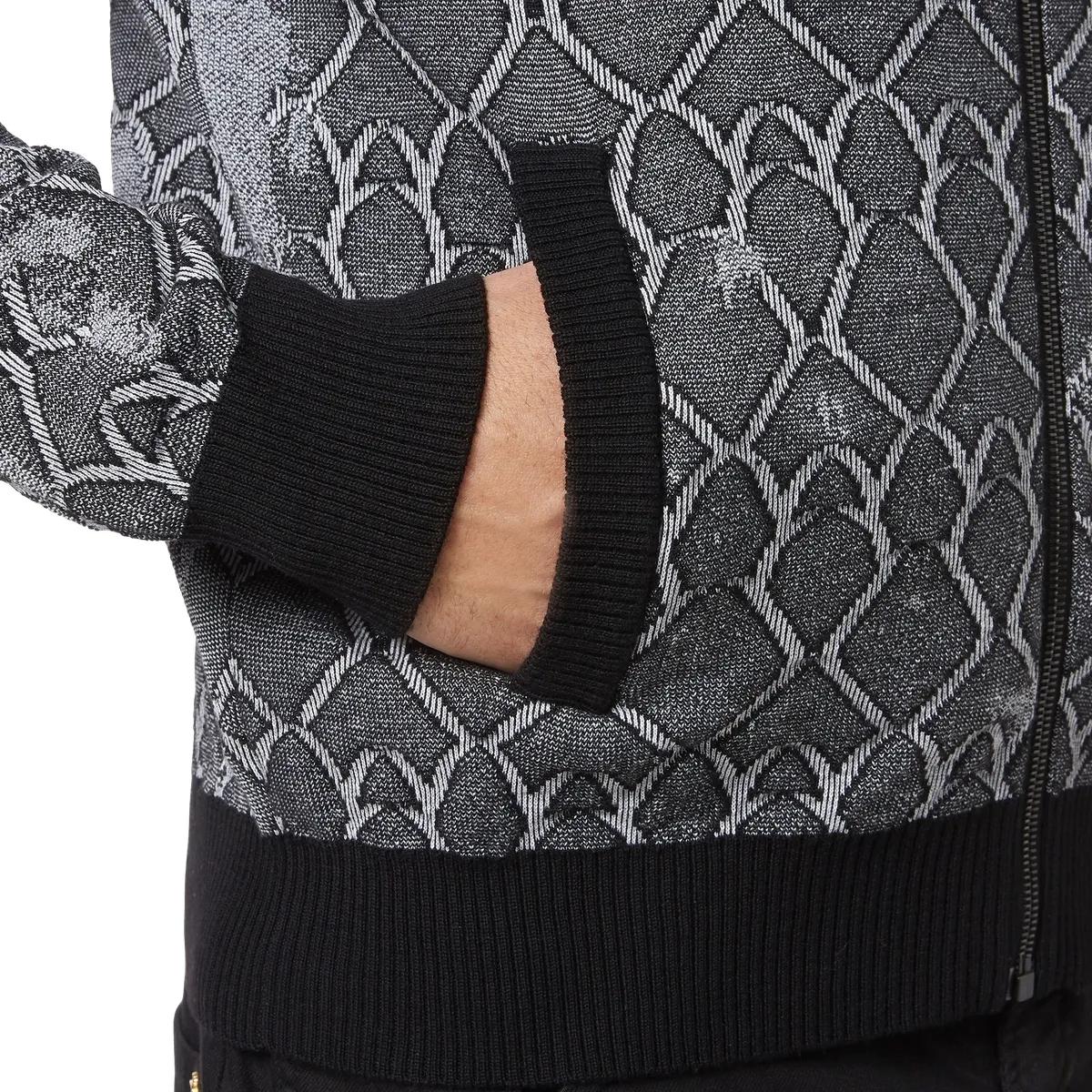 Jacquard Strick Bomberjacke mit Reißverschluss