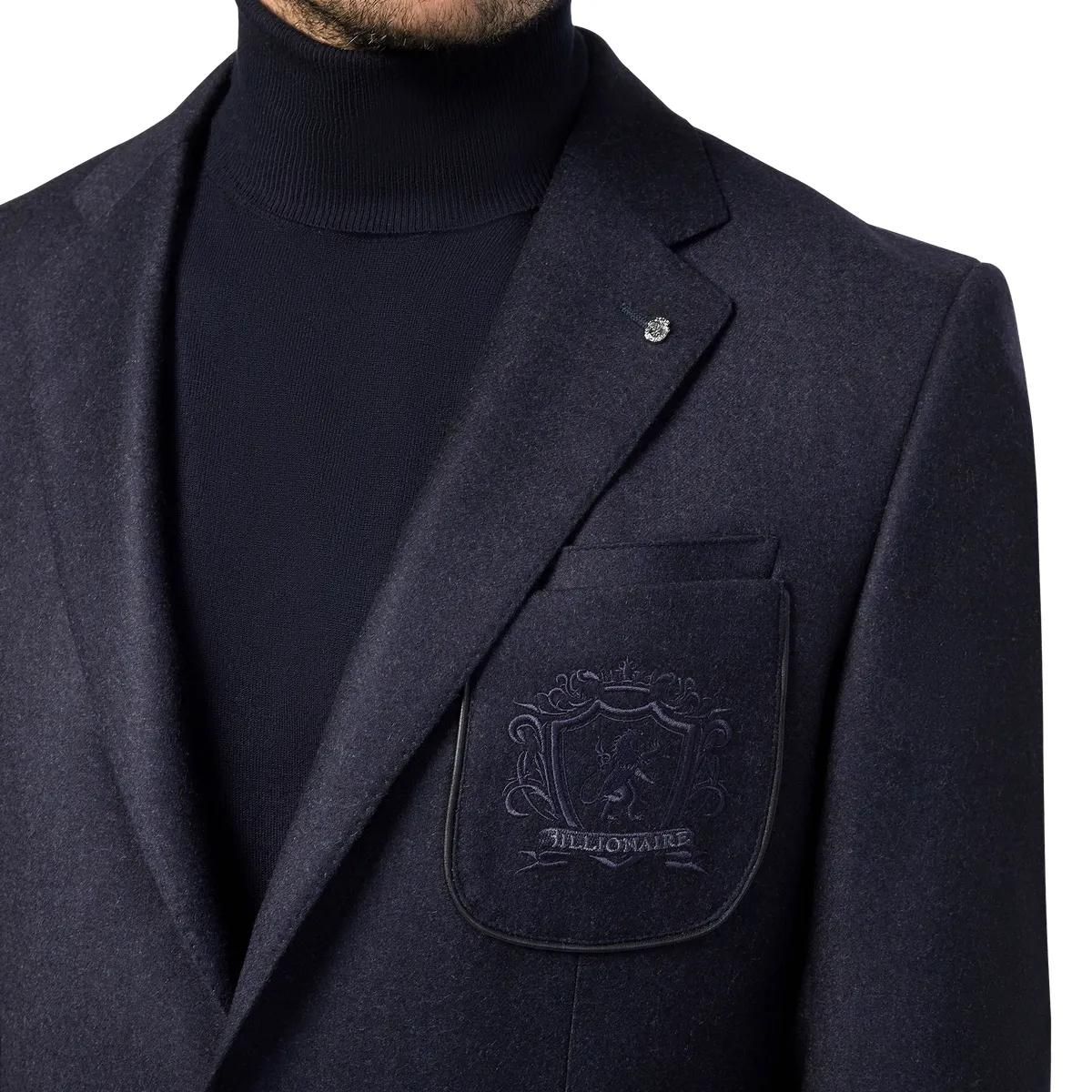 Elegantes Wollmischungs-Sakko mit Aufnäher