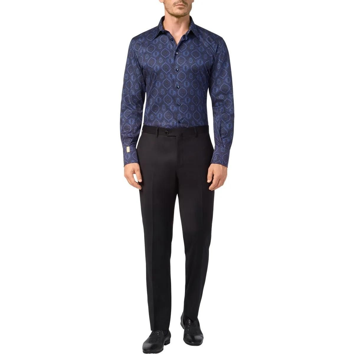 Bedrucktes Baumwoll-Popeline-Hemd mit Knopfleiste