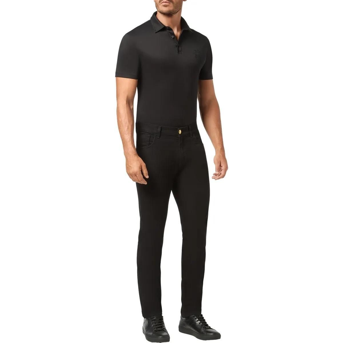 Schwarze Stretch-Jeans in regulärer Passform