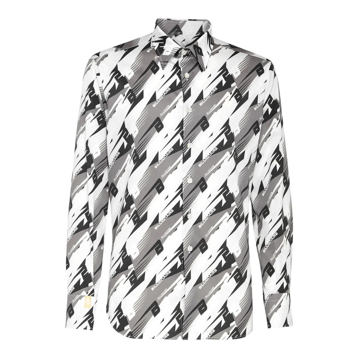 Bedrucktes Slim-Fit Baumwoll-Popeline-Hemd