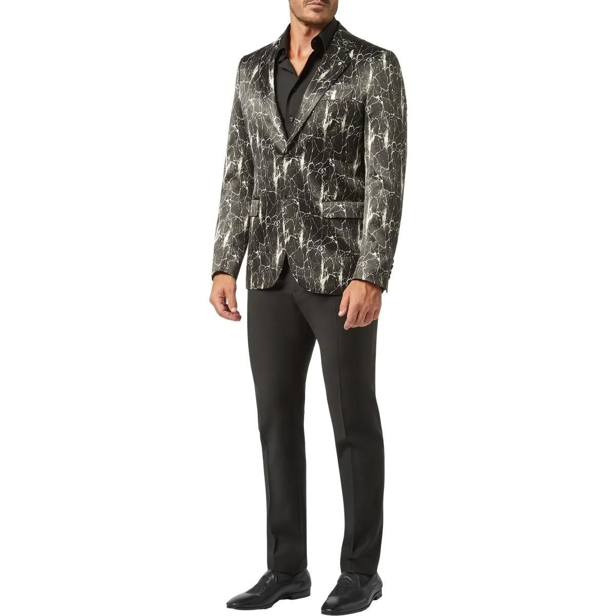 Wollblazer mit Marmormuster, Super Slim Fit