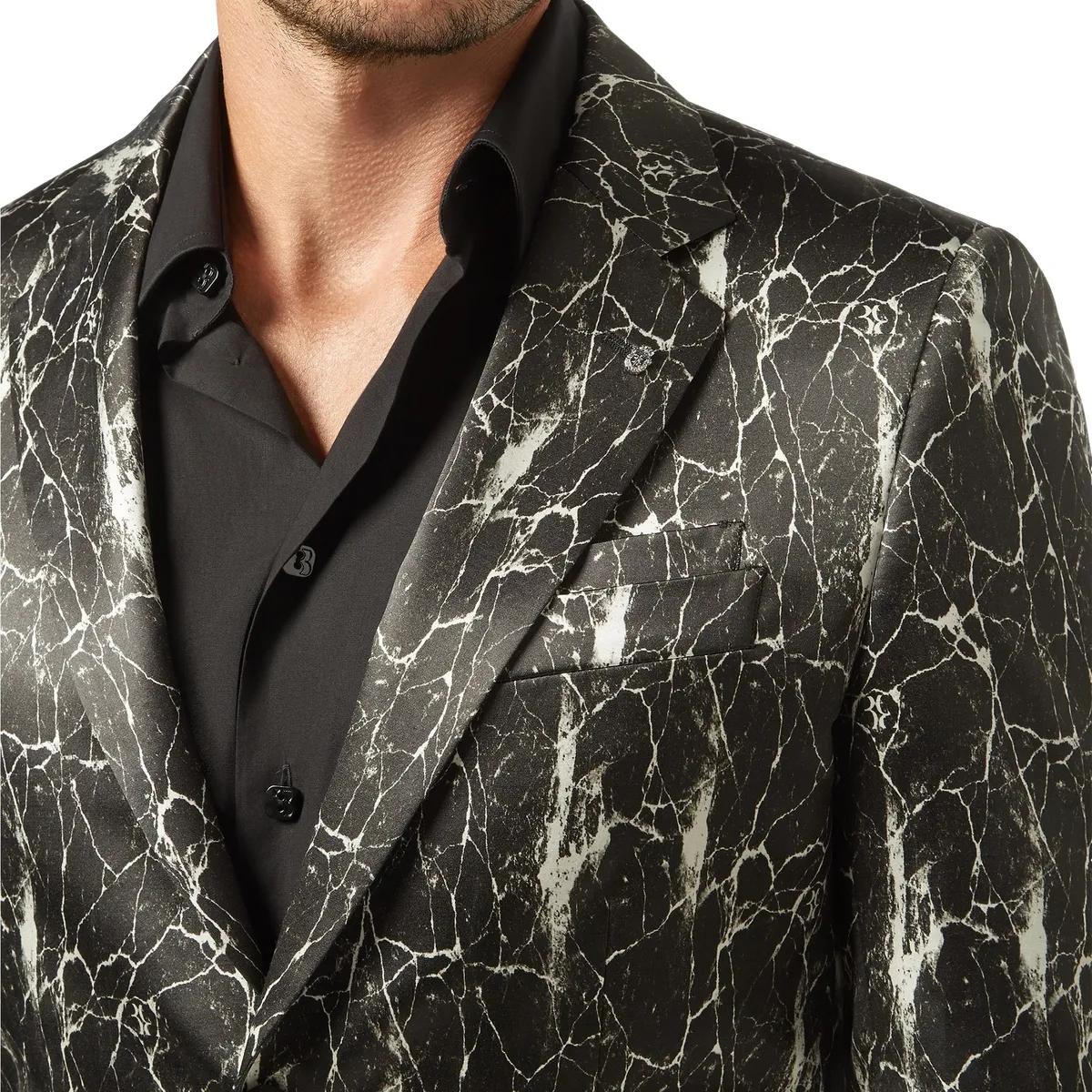 Wollblazer mit Marmormuster, Super Slim Fit