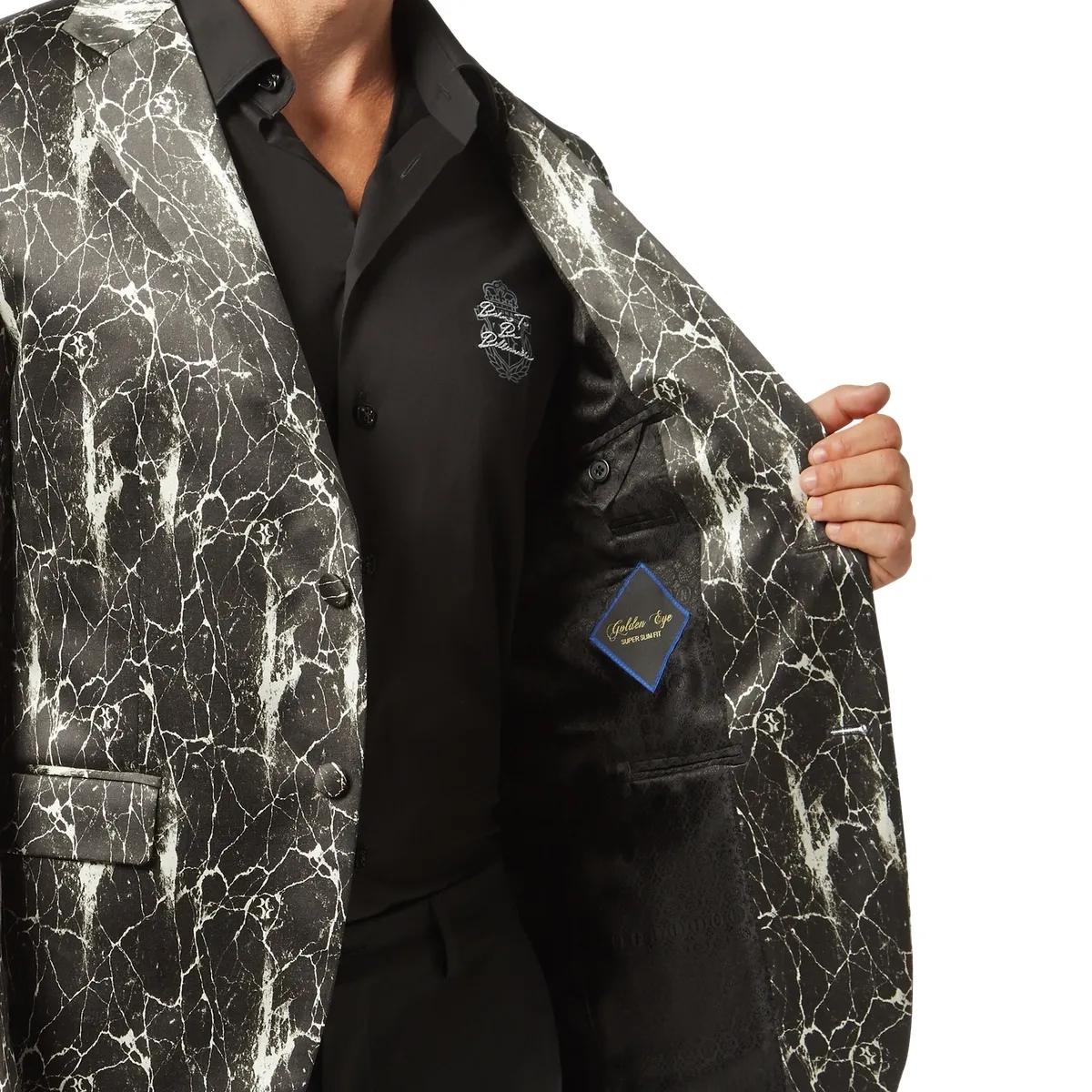 Wollblazer mit Marmormuster, Super Slim Fit