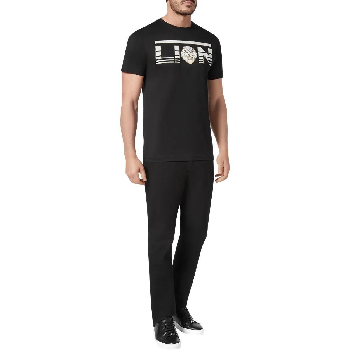 Baumwolljersey T-Shirt mit Löwen-Grafik