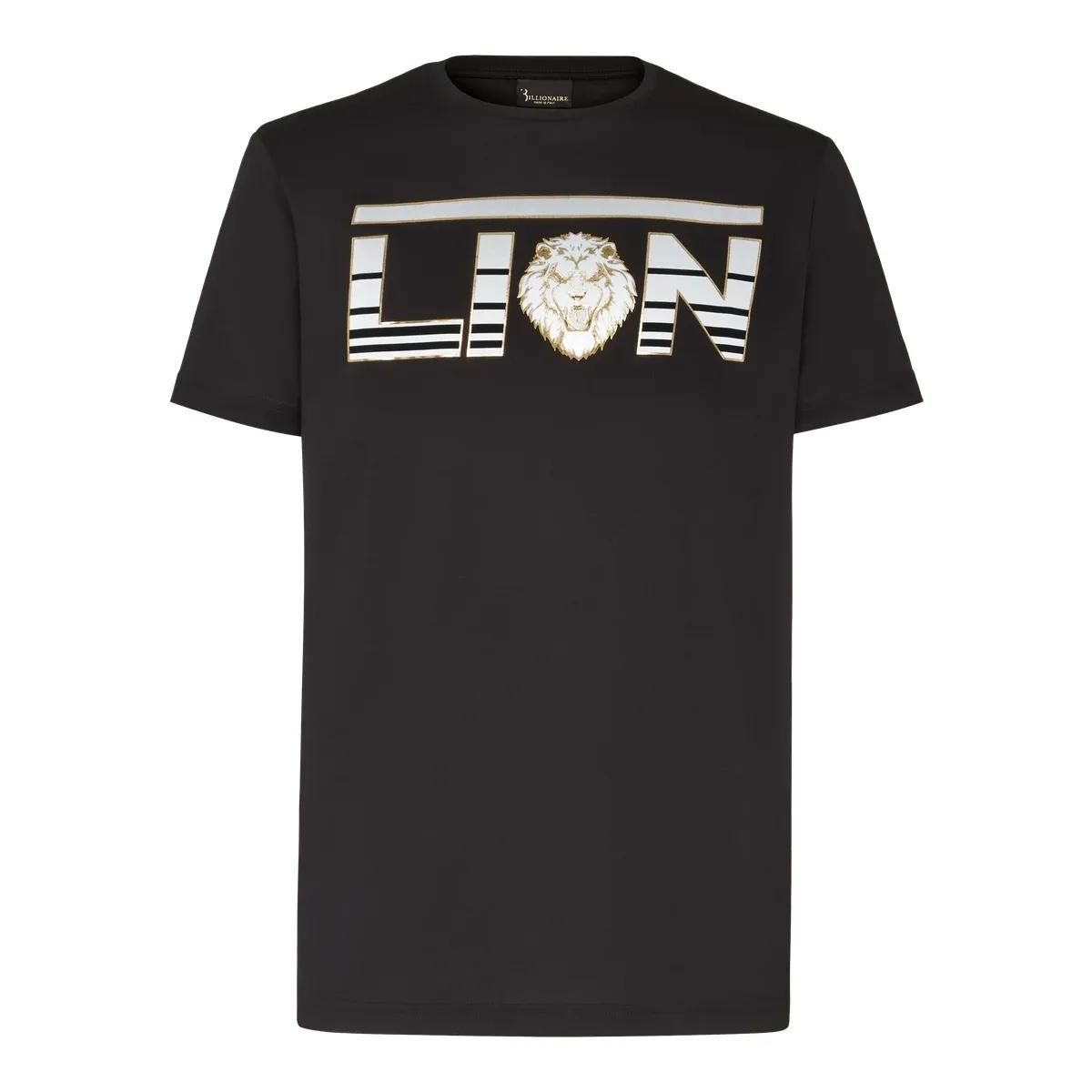 Baumwolljersey T-Shirt mit Löwen-Grafik
