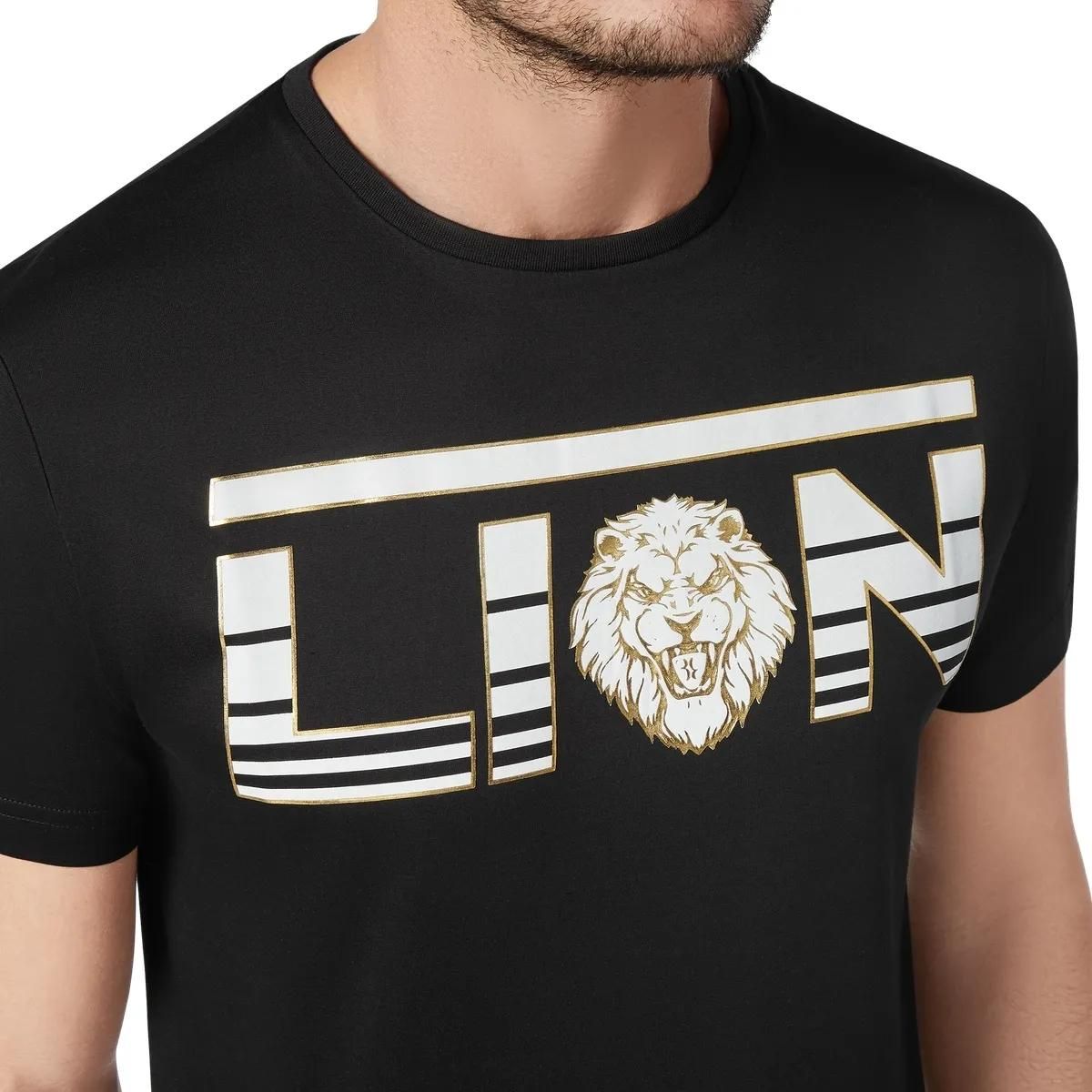 Baumwolljersey T-Shirt mit Löwen-Grafik