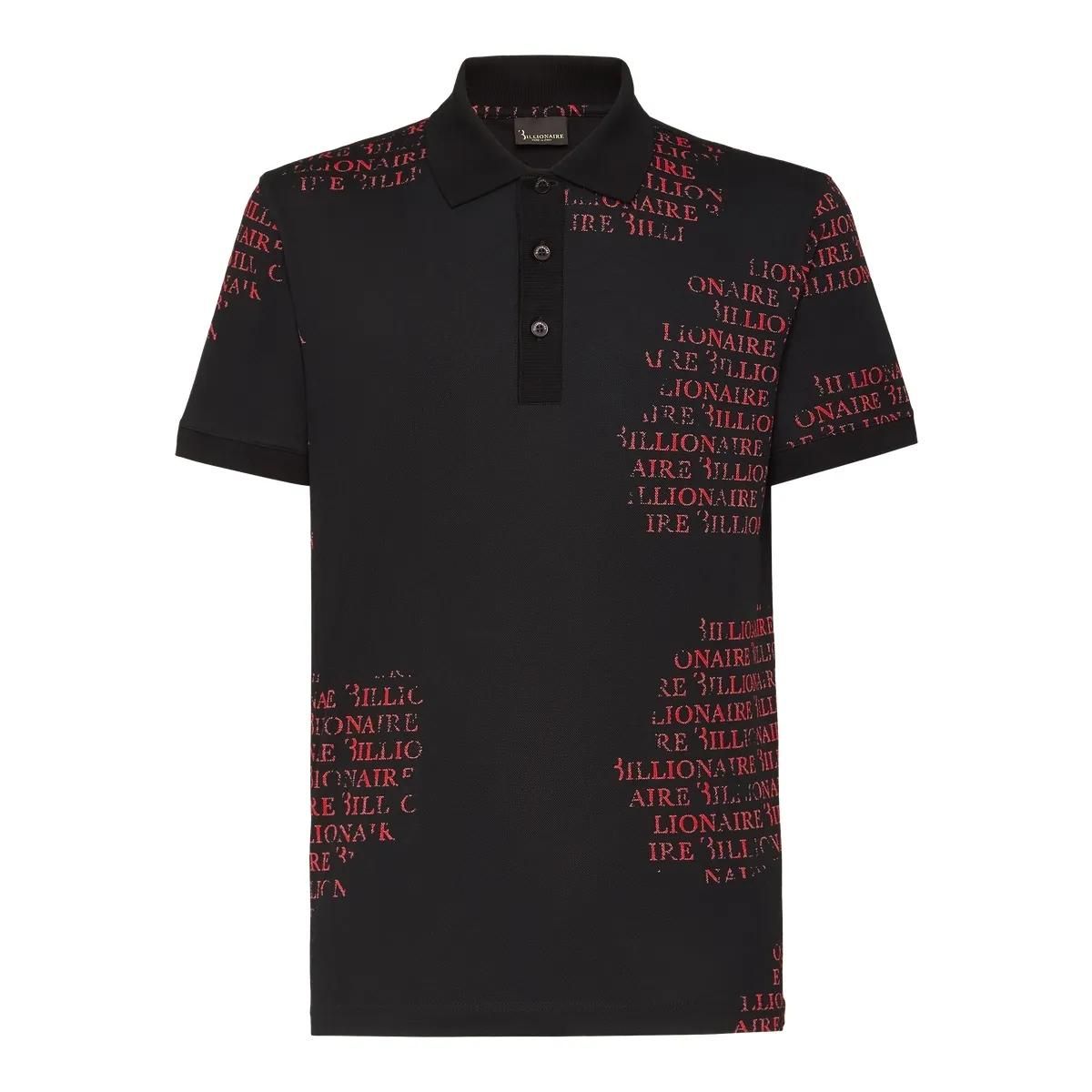 Piqué-Poloshirt aus Baumwolle mit Textdruck