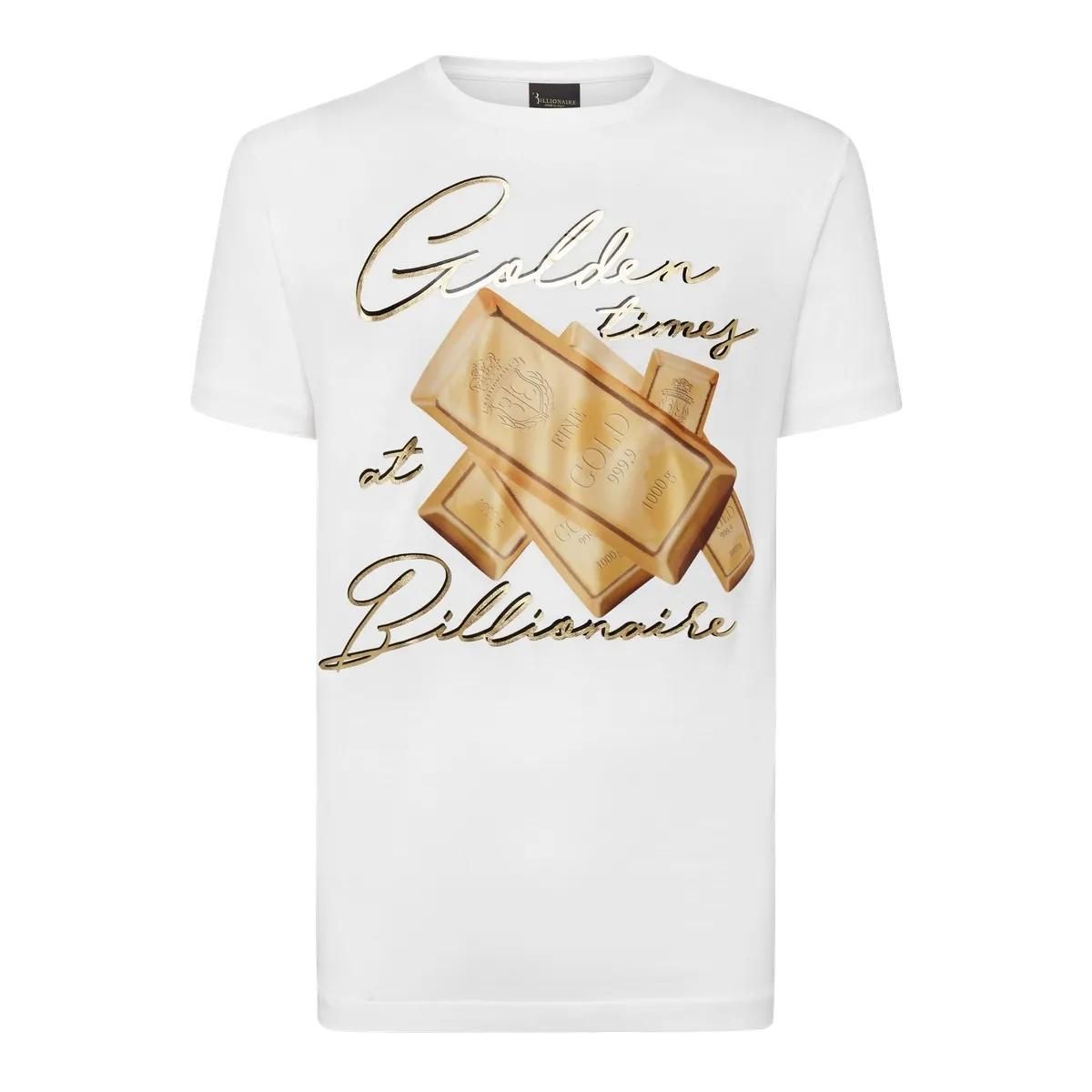 Grafik-T-Shirt mit Goldbarren-Print
