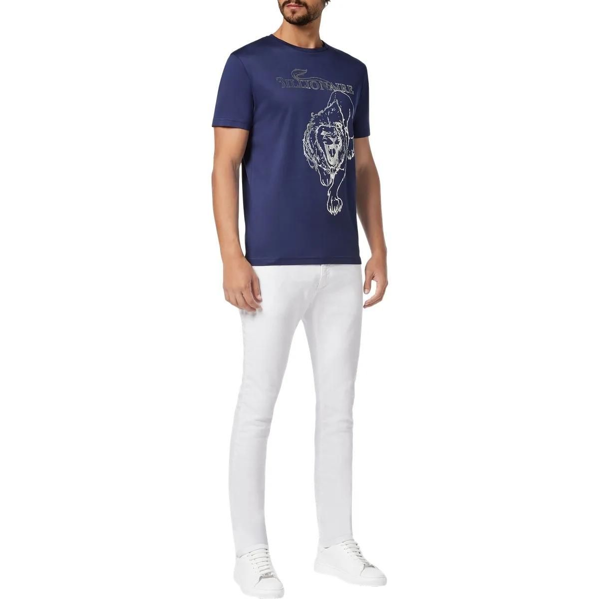 Baumwolljersey T-Shirt mit Löwengrafik