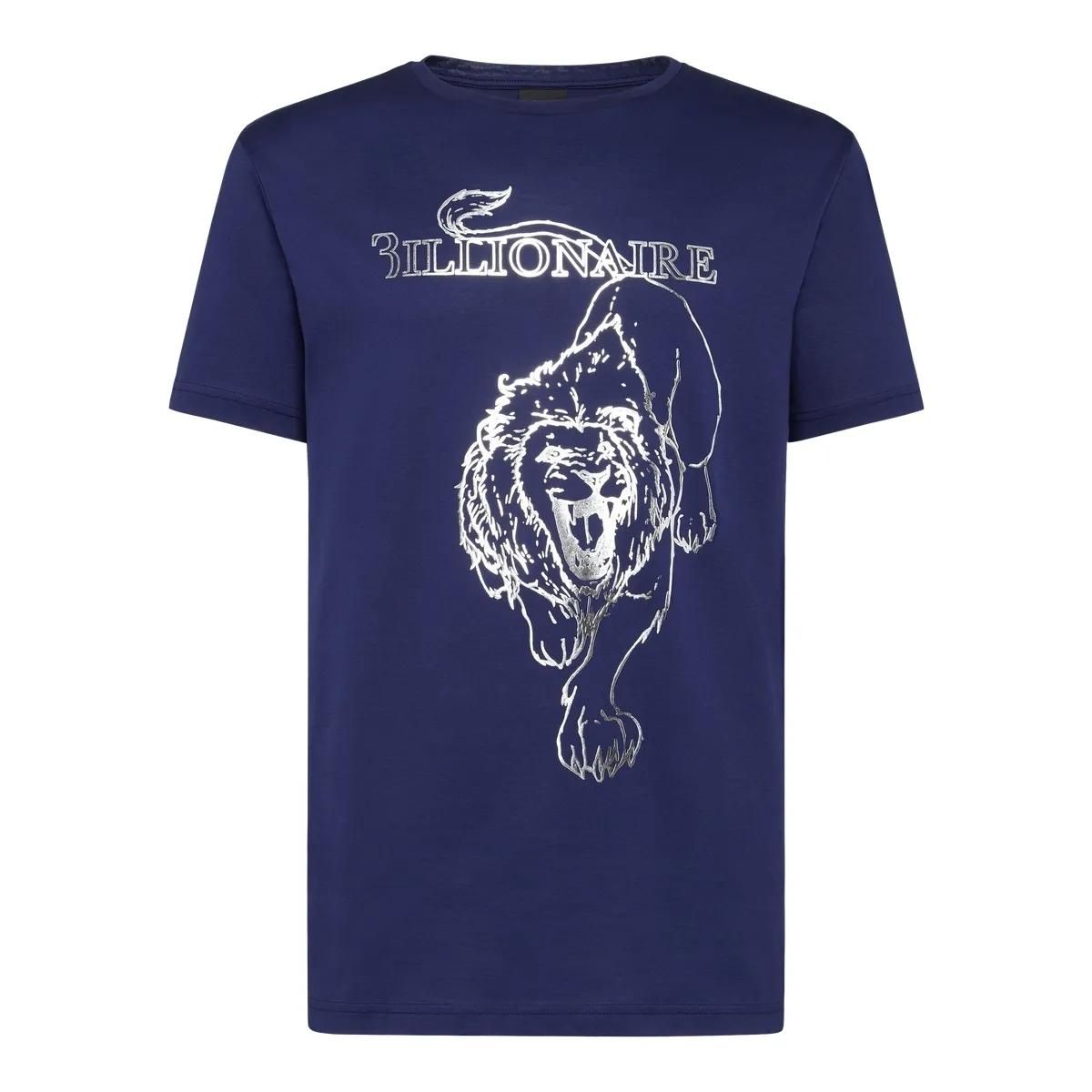 Baumwolljersey T-Shirt mit Löwengrafik