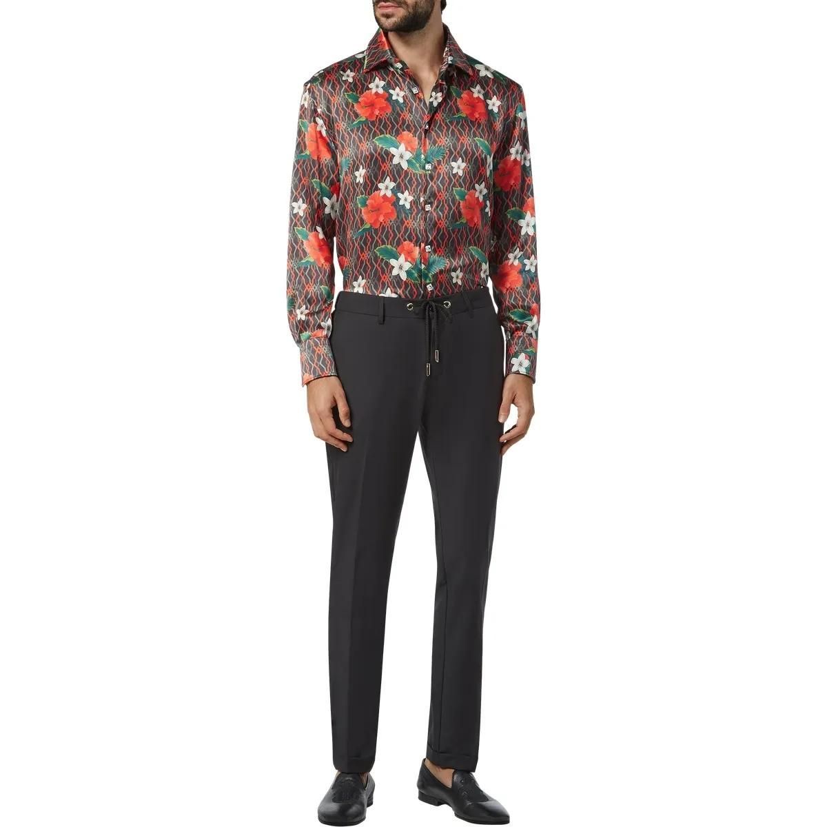 Seidenhemd mit tropischem Blumenmuster
