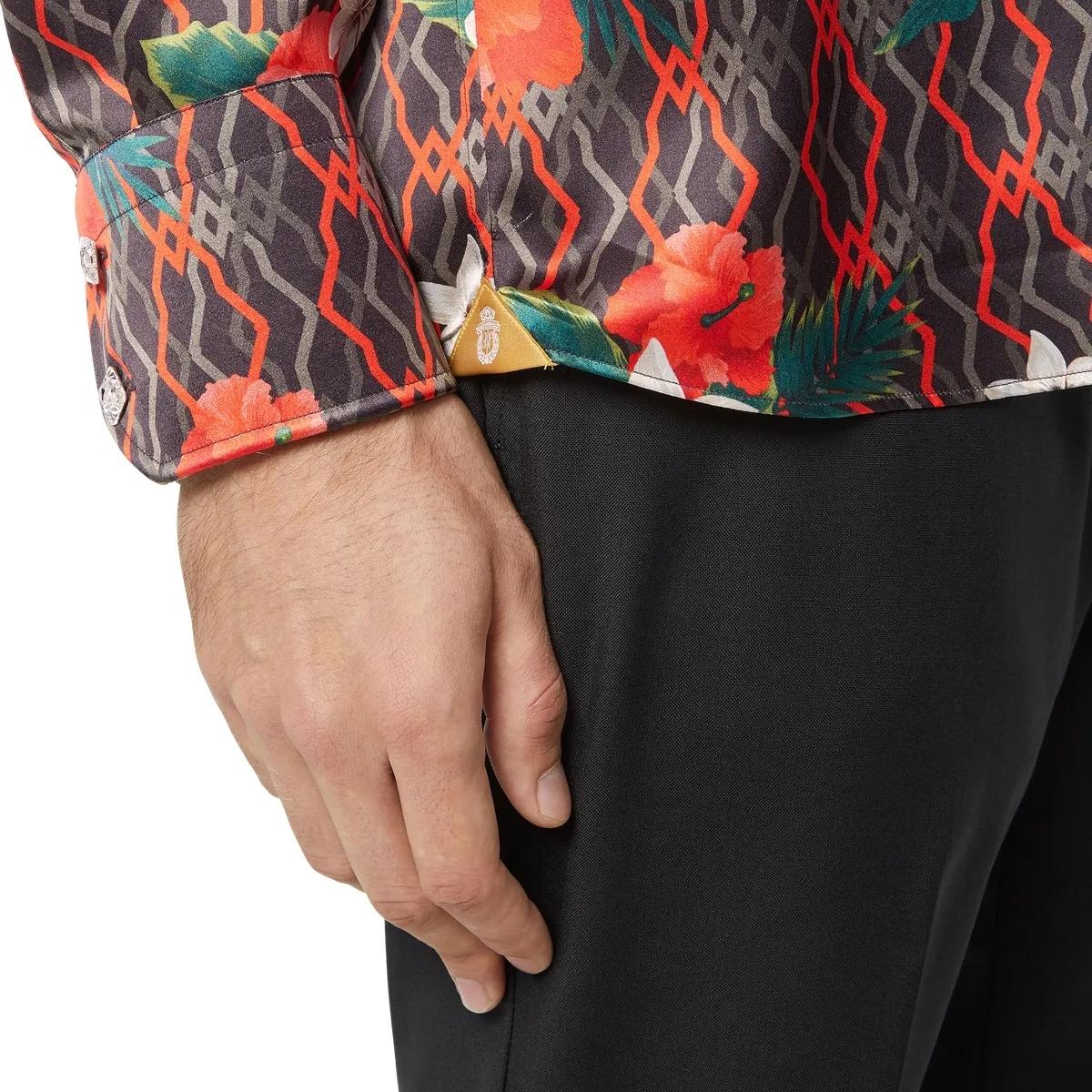 Seidenhemd mit tropischem Blumenmuster