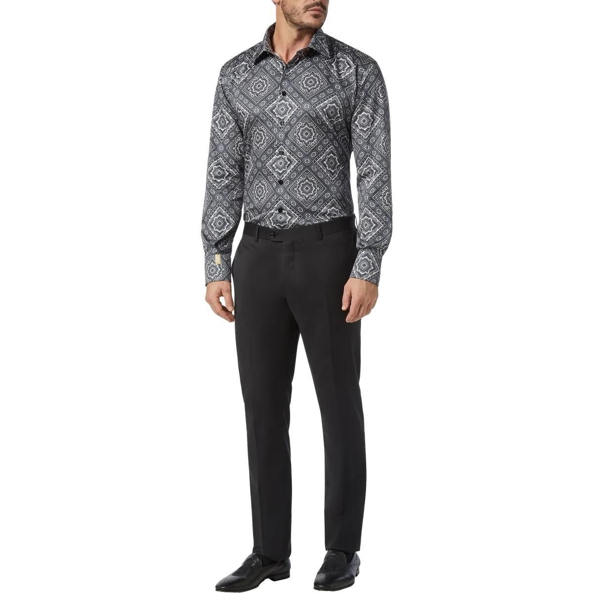 Gemustertes Stretch-Baumwoll-Popeline-Hemd