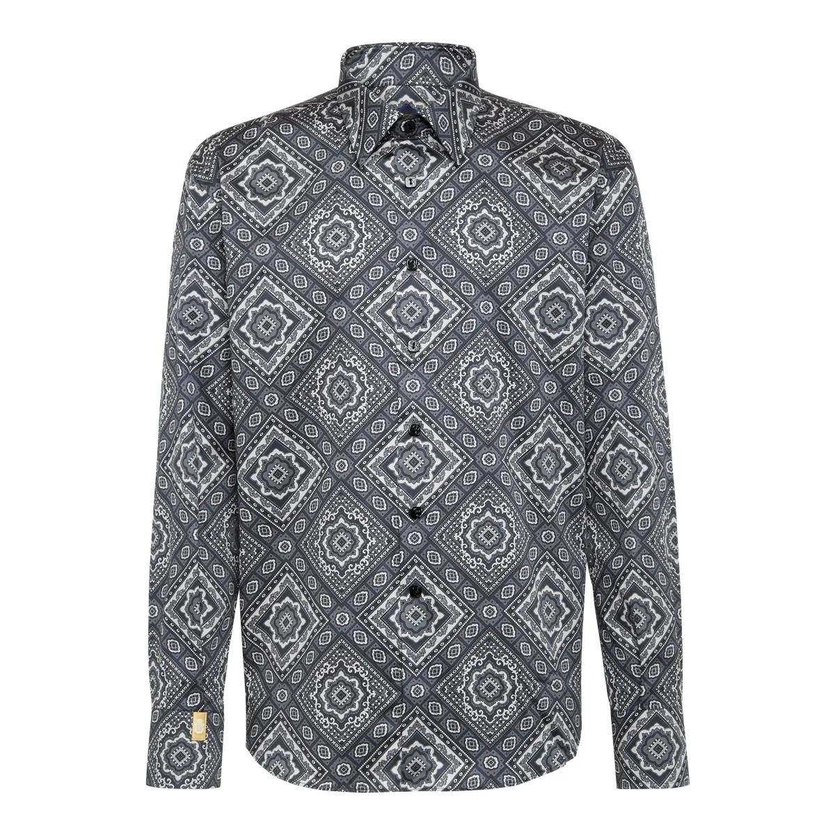 Gemustertes Stretch-Baumwoll-Popeline-Hemd