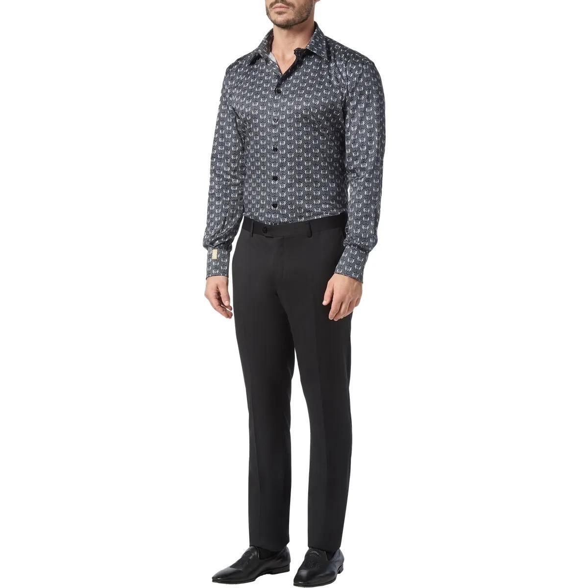 Stretch Baumwollhemd mit Löwenprint