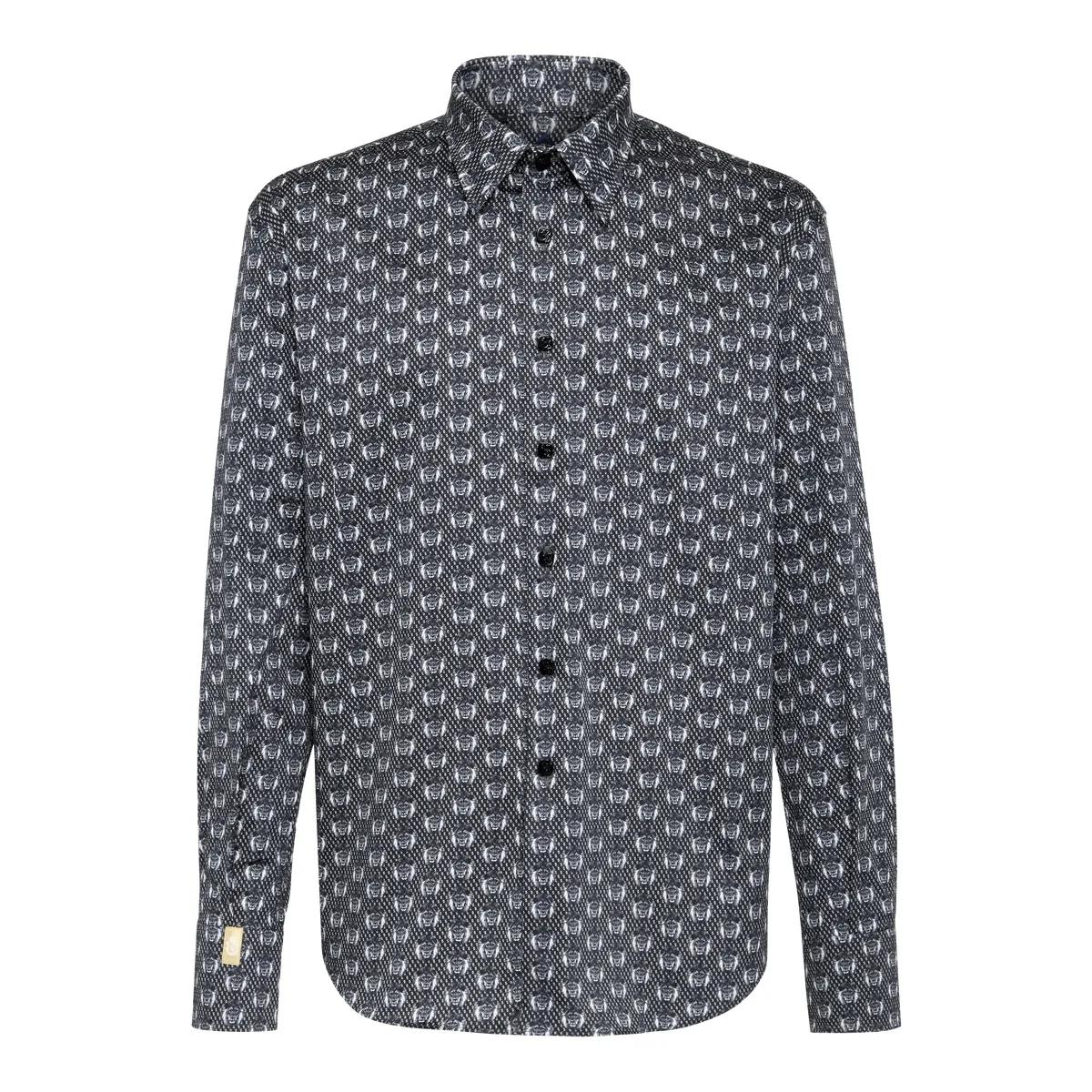 Stretch Baumwollhemd mit Löwenprint