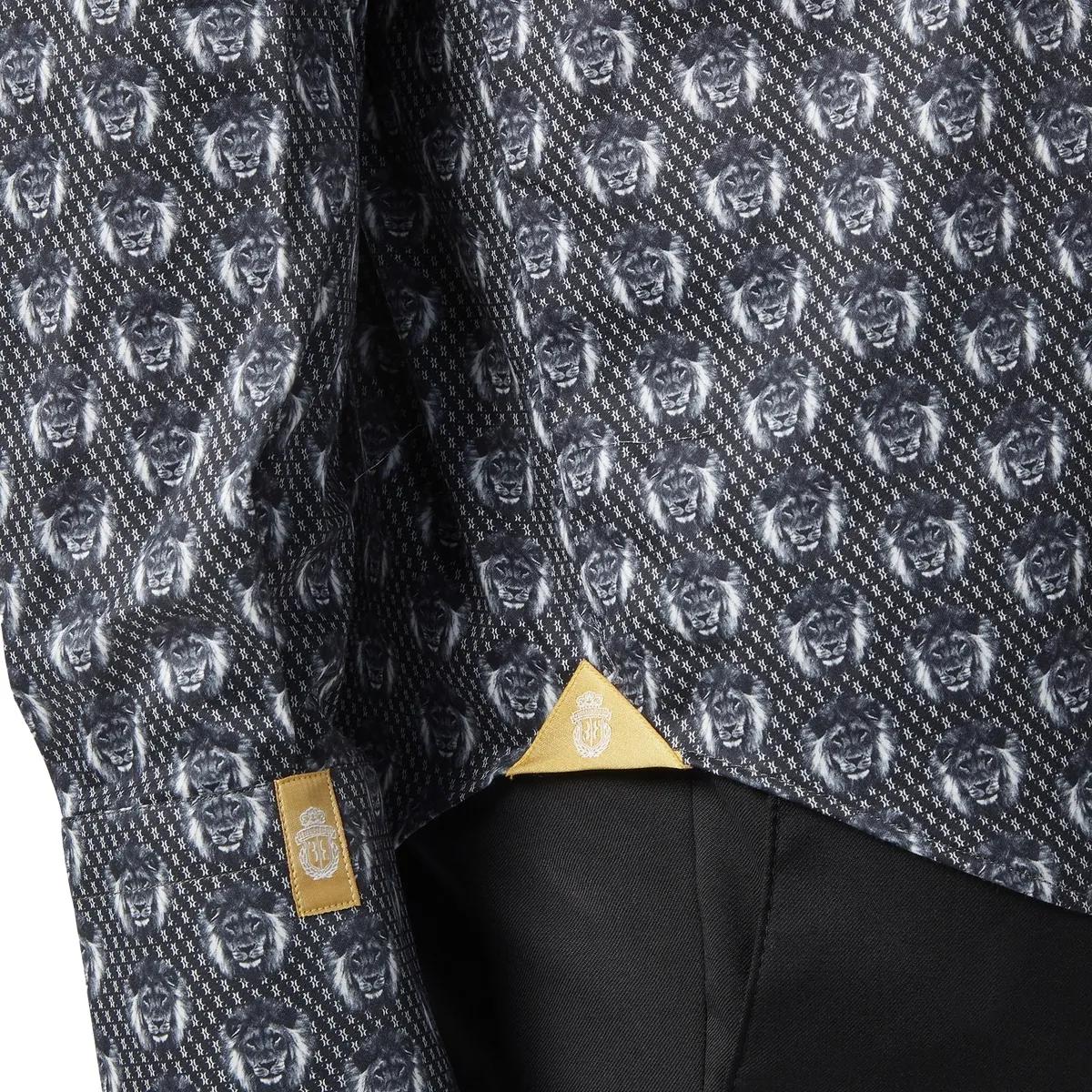 Stretch Baumwollhemd mit Löwenprint