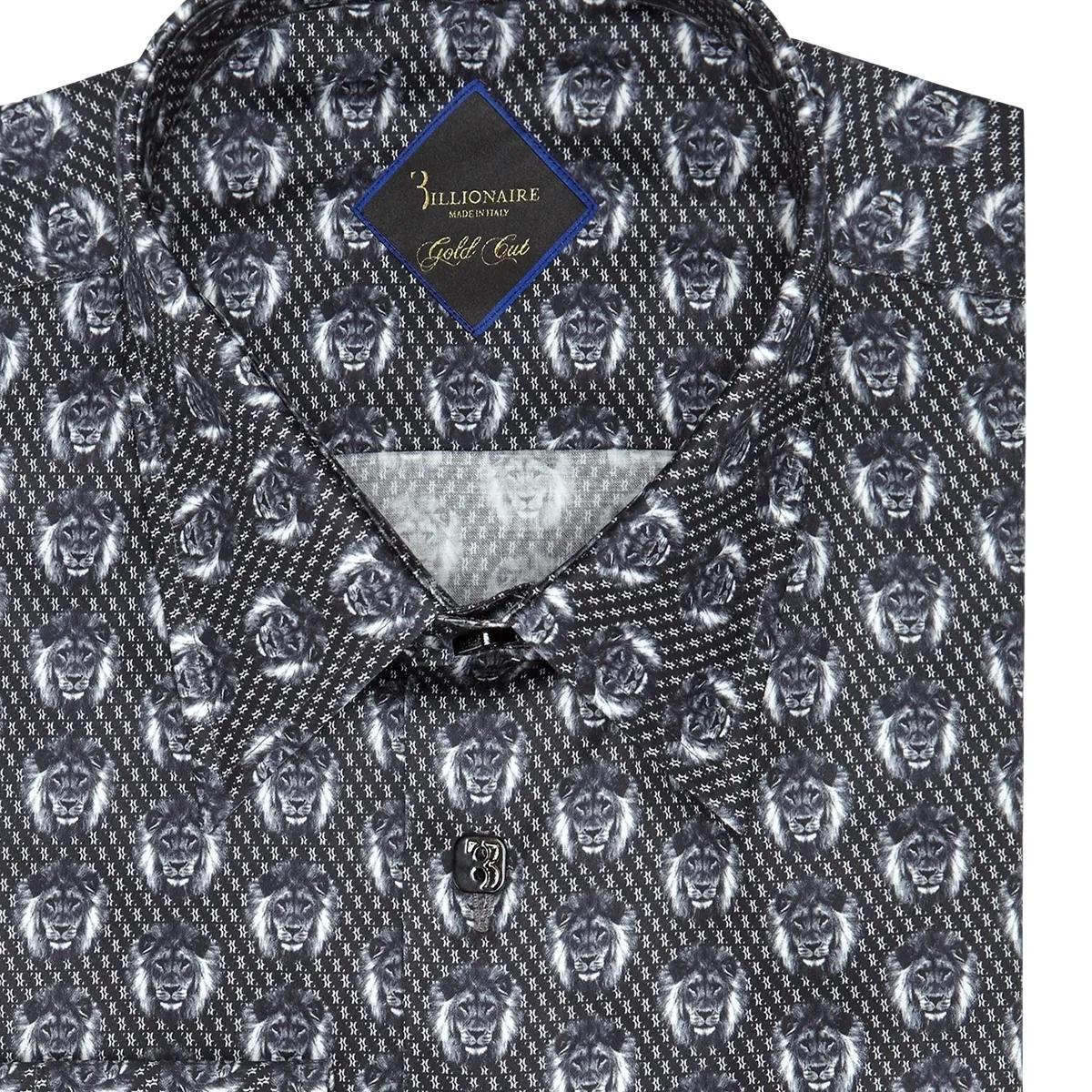 Stretch Baumwollhemd mit Löwenprint