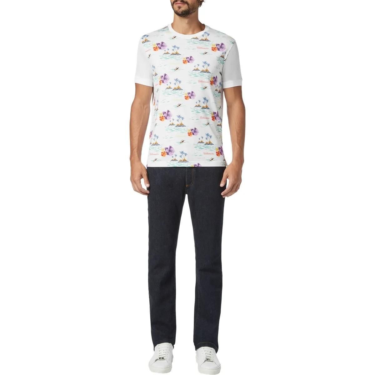 T-Shirt mit Blumeninsel-Print und Rundhalsausschnitt