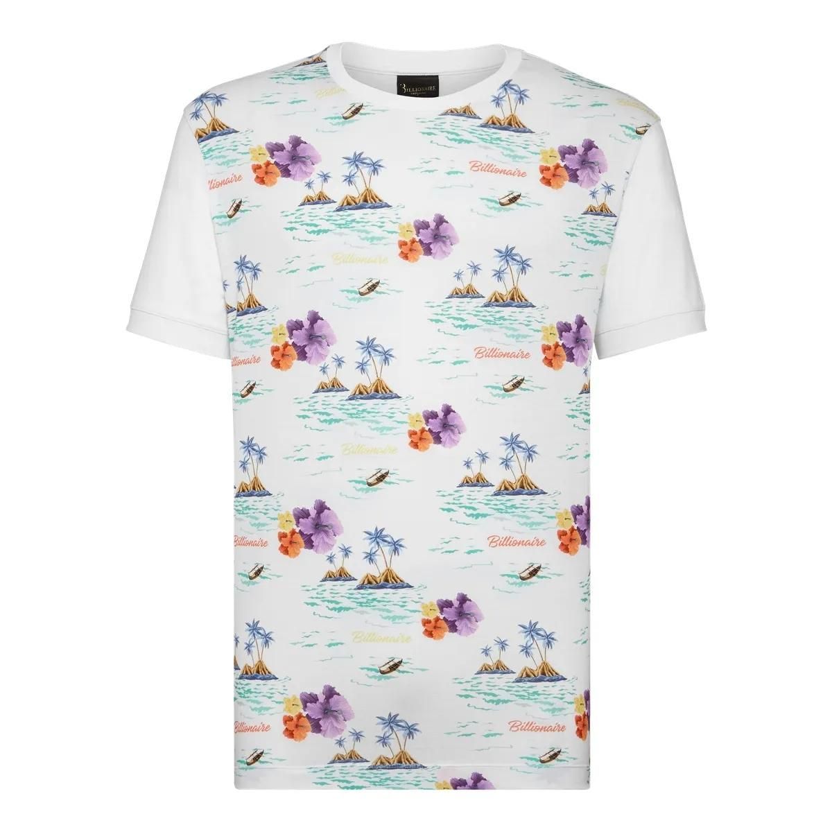 T-Shirt mit Blumeninsel-Print und Rundhalsausschnitt