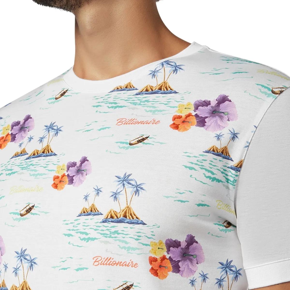 T-Shirt mit Blumeninsel-Print und Rundhalsausschnitt