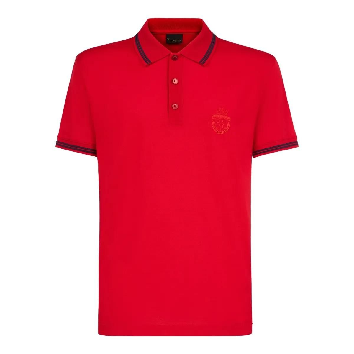 Rotes Baumwoll-Piqué-Poloshirt