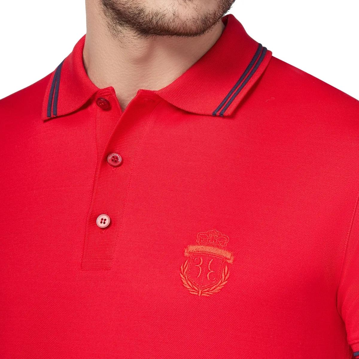 Rotes Baumwoll-Piqué-Poloshirt