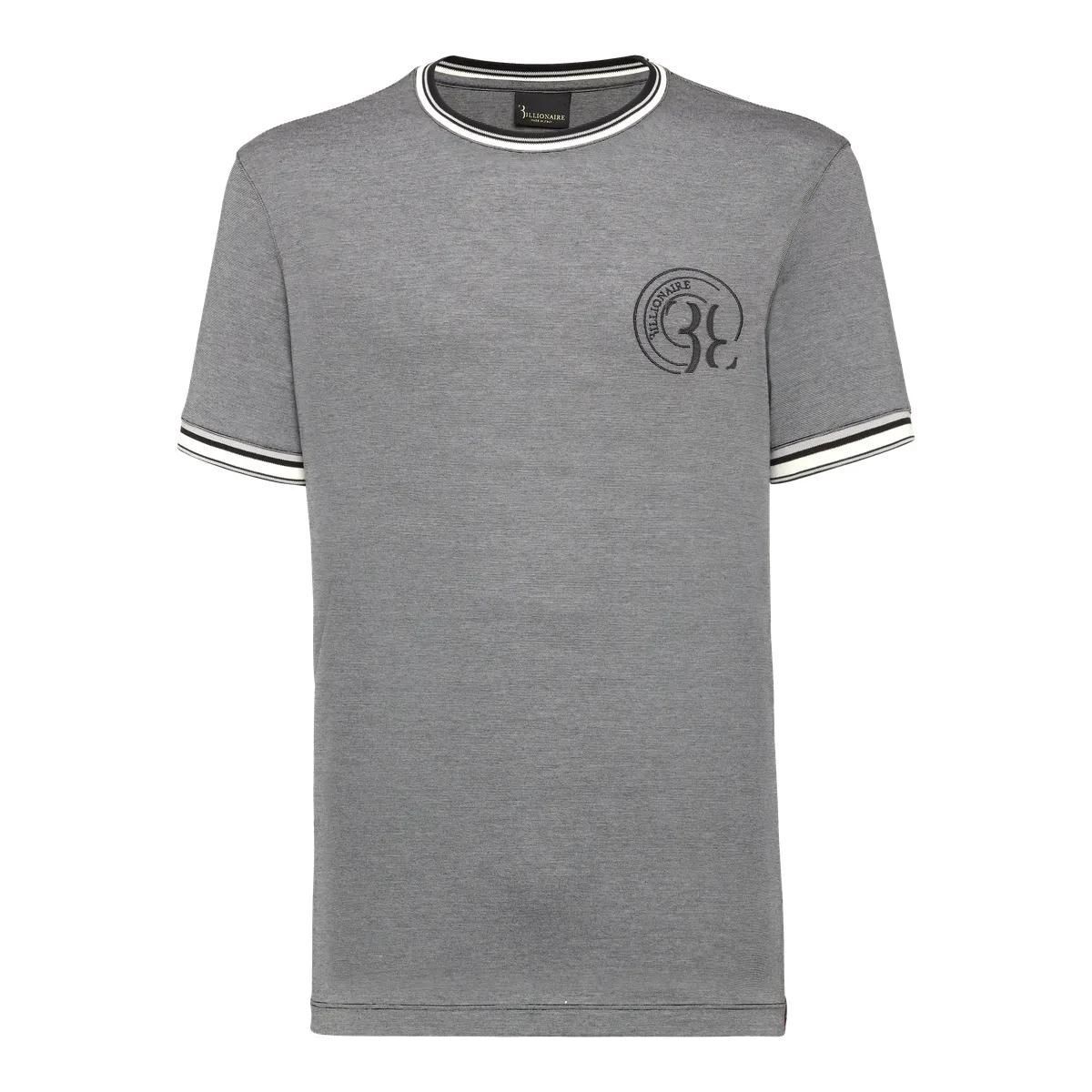 Jersey T-Shirt mit Streifenbesatz