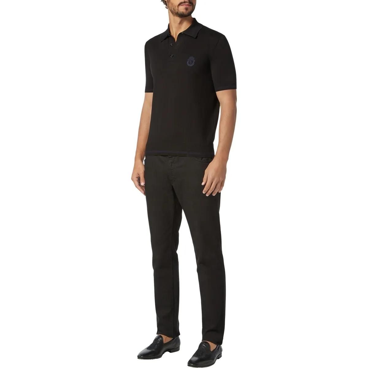 Herren Strick Poloshirt mit Wappen