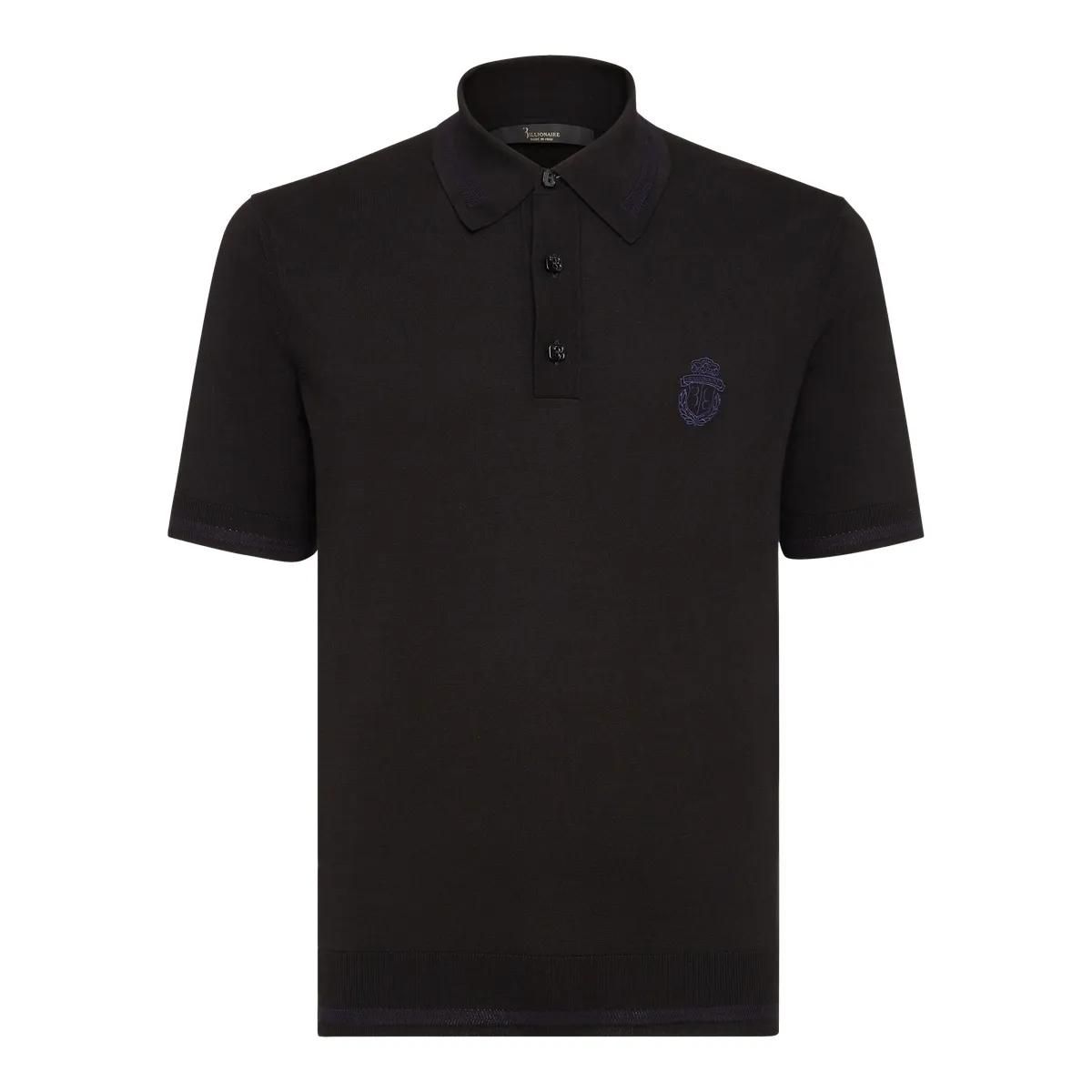 Herren Strick Poloshirt mit Wappen