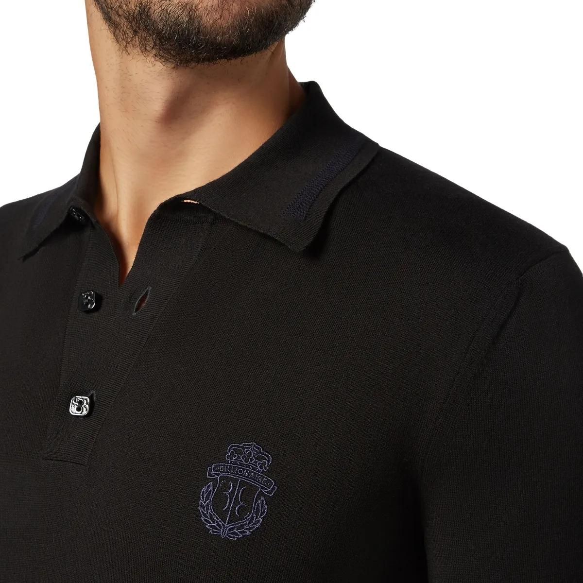 Herren Strick Poloshirt mit Wappen