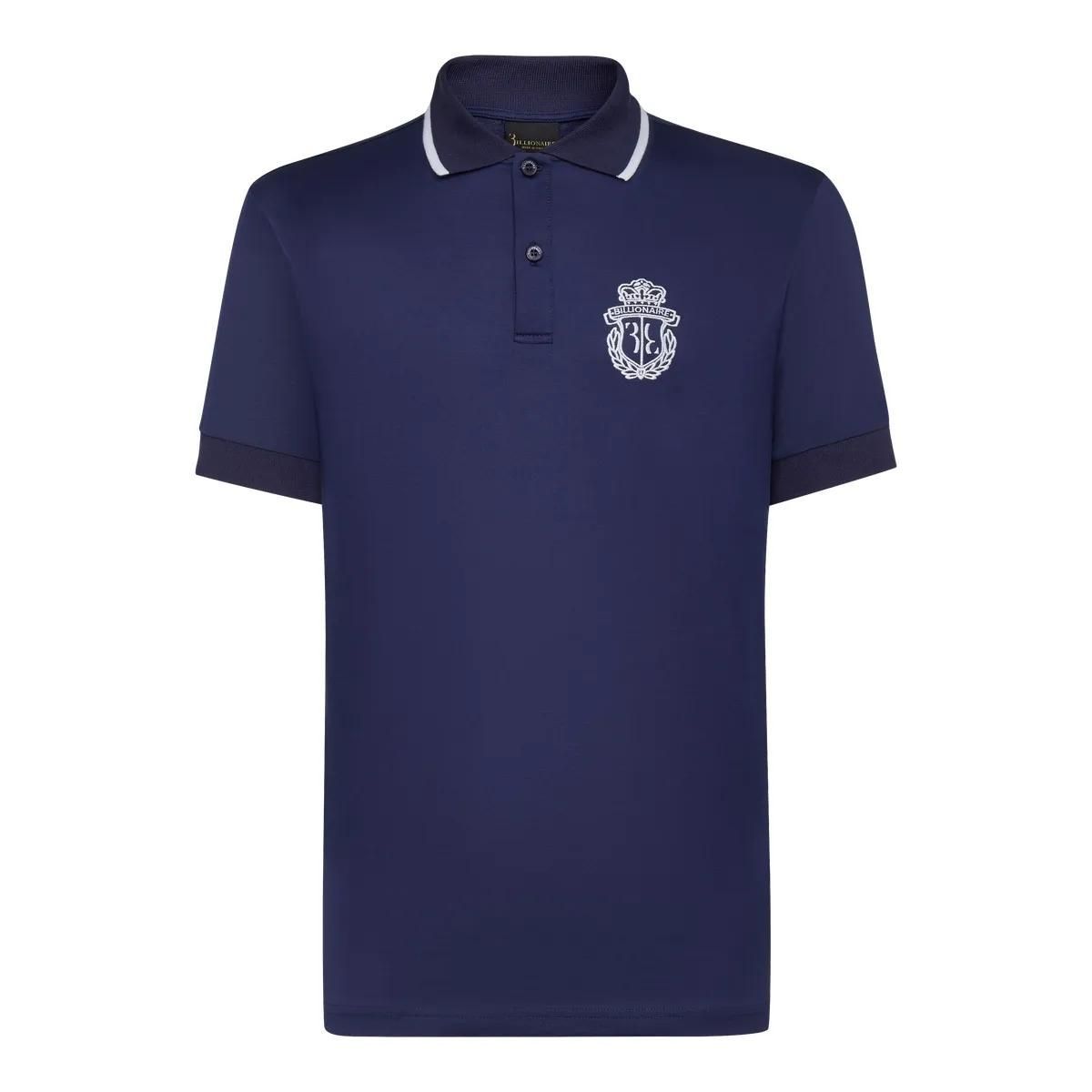 Marineblaues Poloshirt mit Wappen