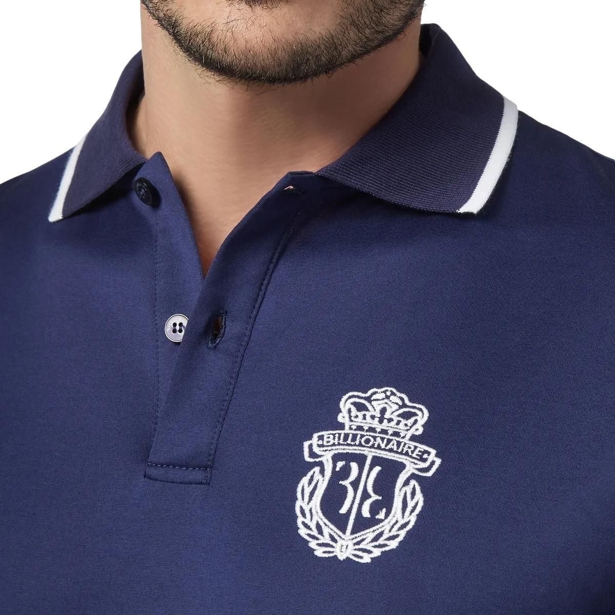 Marineblaues Poloshirt mit Wappen