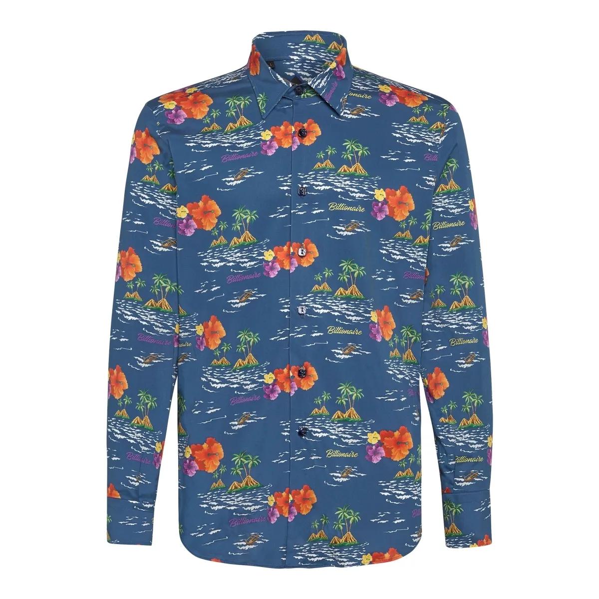 Baumwoll-Popeline Hemd mit tropischem Print