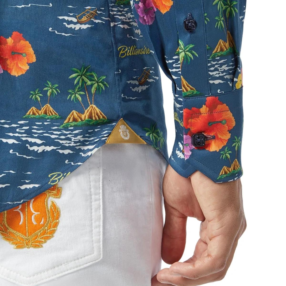 Baumwoll-Popeline Hemd mit tropischem Print