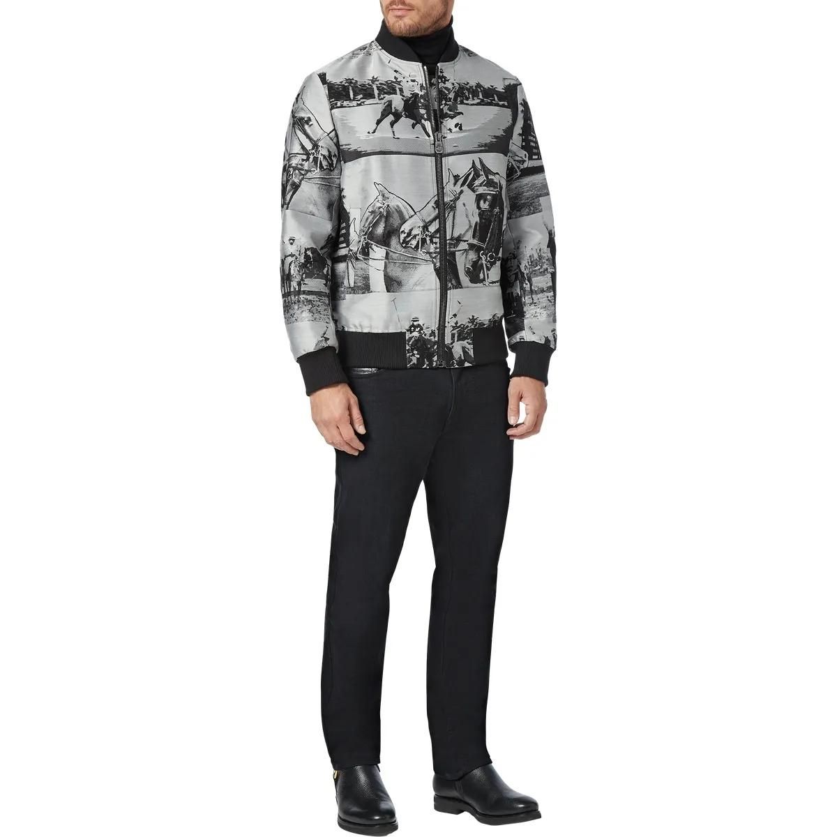 Bomberjacke aus Seide mit Polo-Print