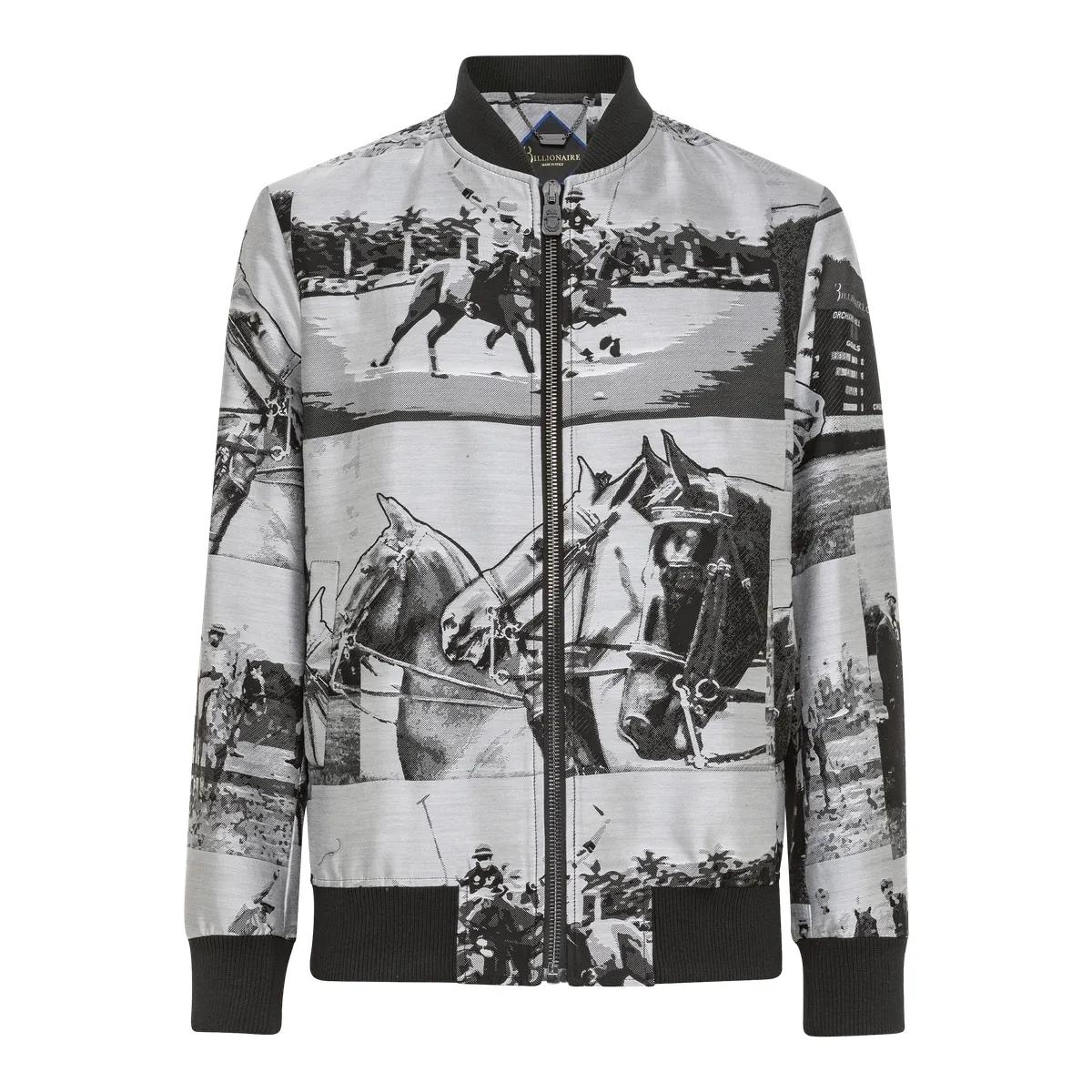 Bomberjacke aus Seide mit Polo-Print