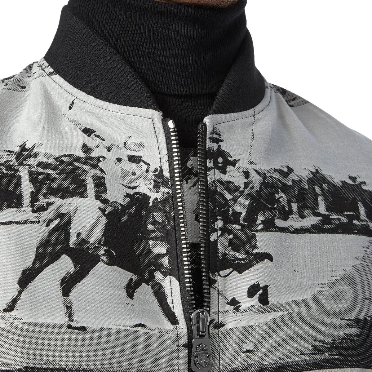 Bomberjacke aus Seide mit Polo-Print