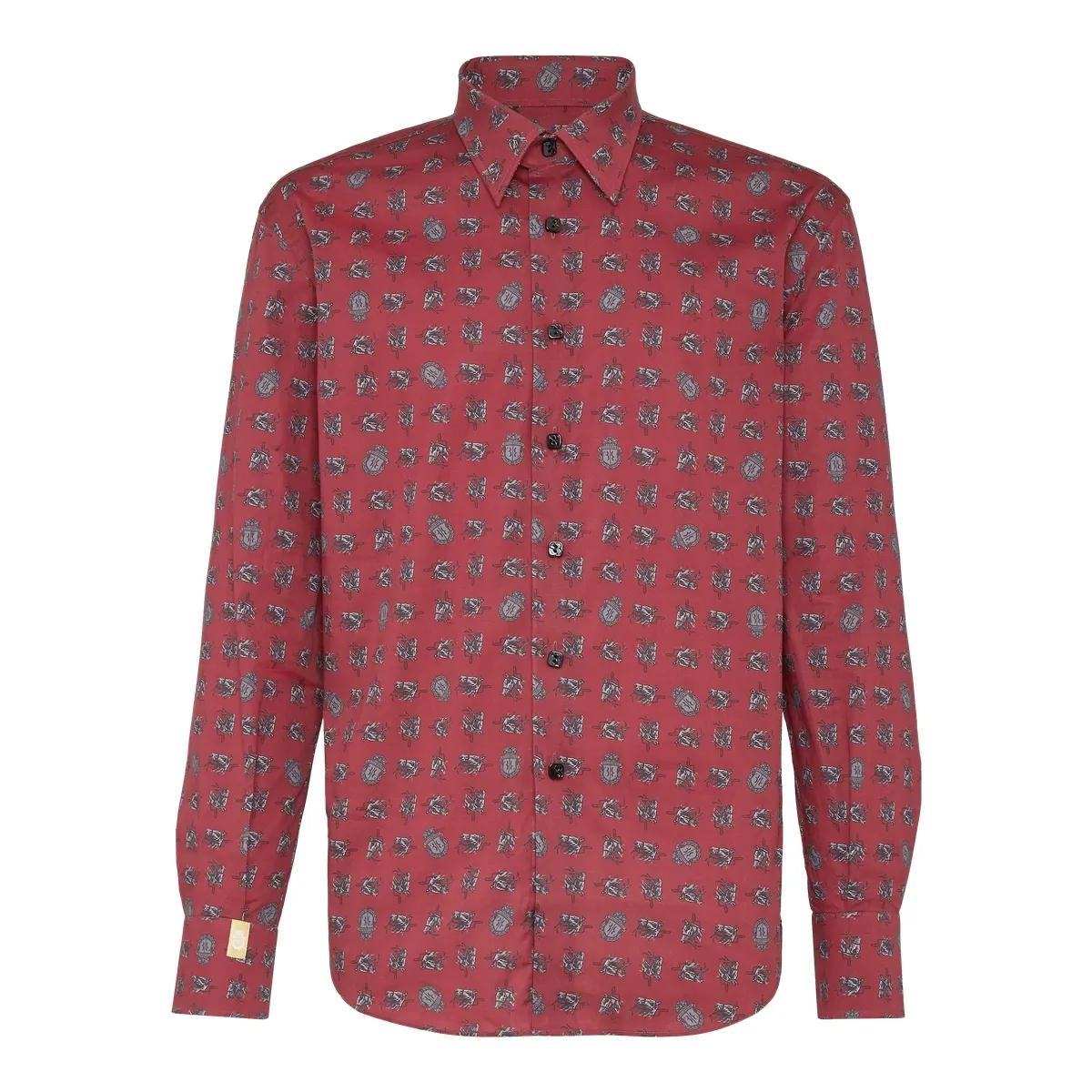 Langärmliges Hemd aus gemusterter Baumwollpopeline