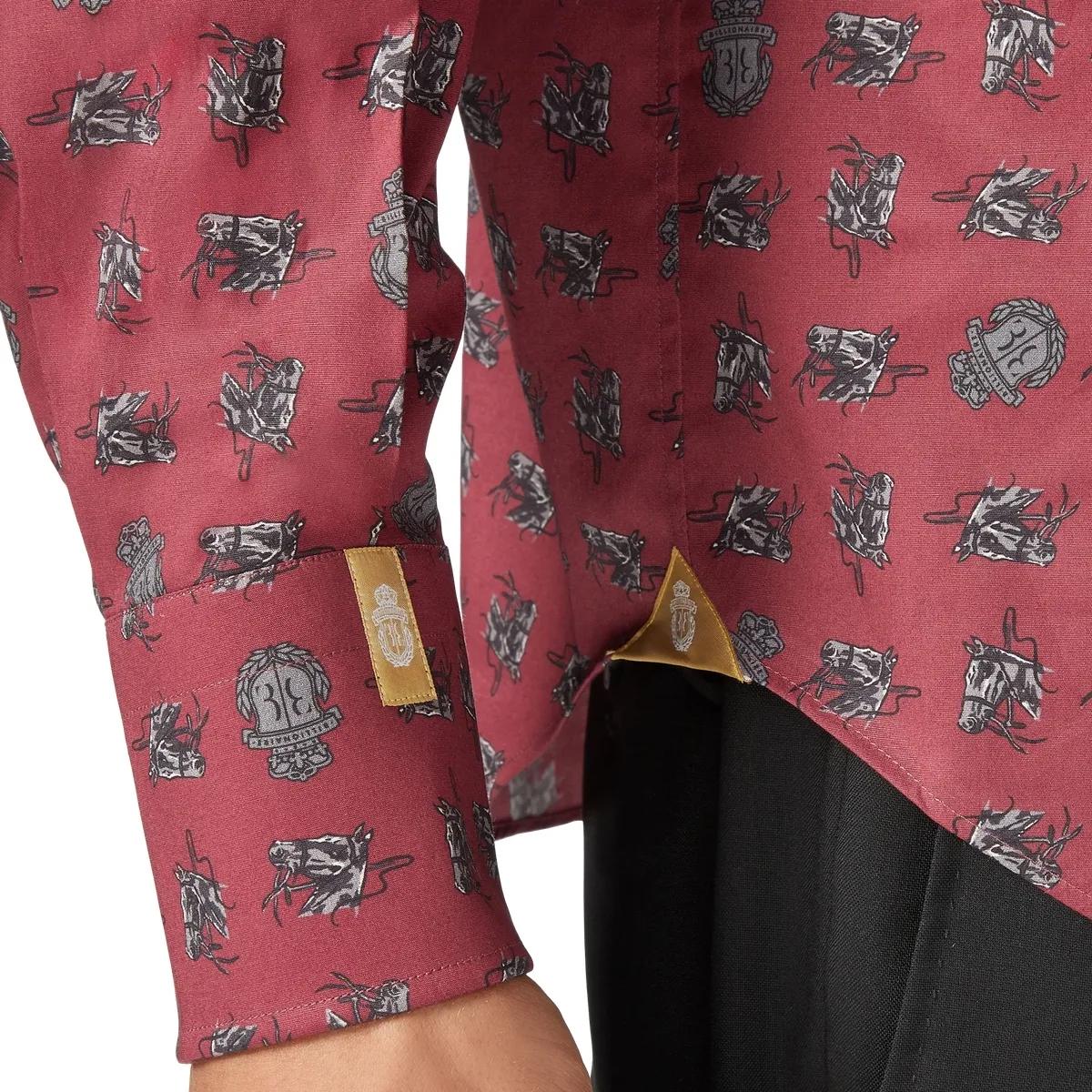 Langärmliges Hemd aus gemusterter Baumwollpopeline