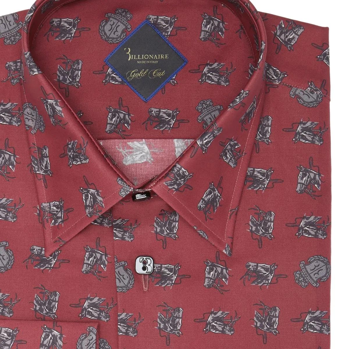 Langärmliges Hemd aus gemusterter Baumwollpopeline