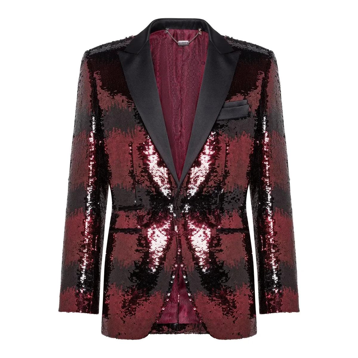 Paillettenbesetzter Abendblazer Farbverlaufsmuster
