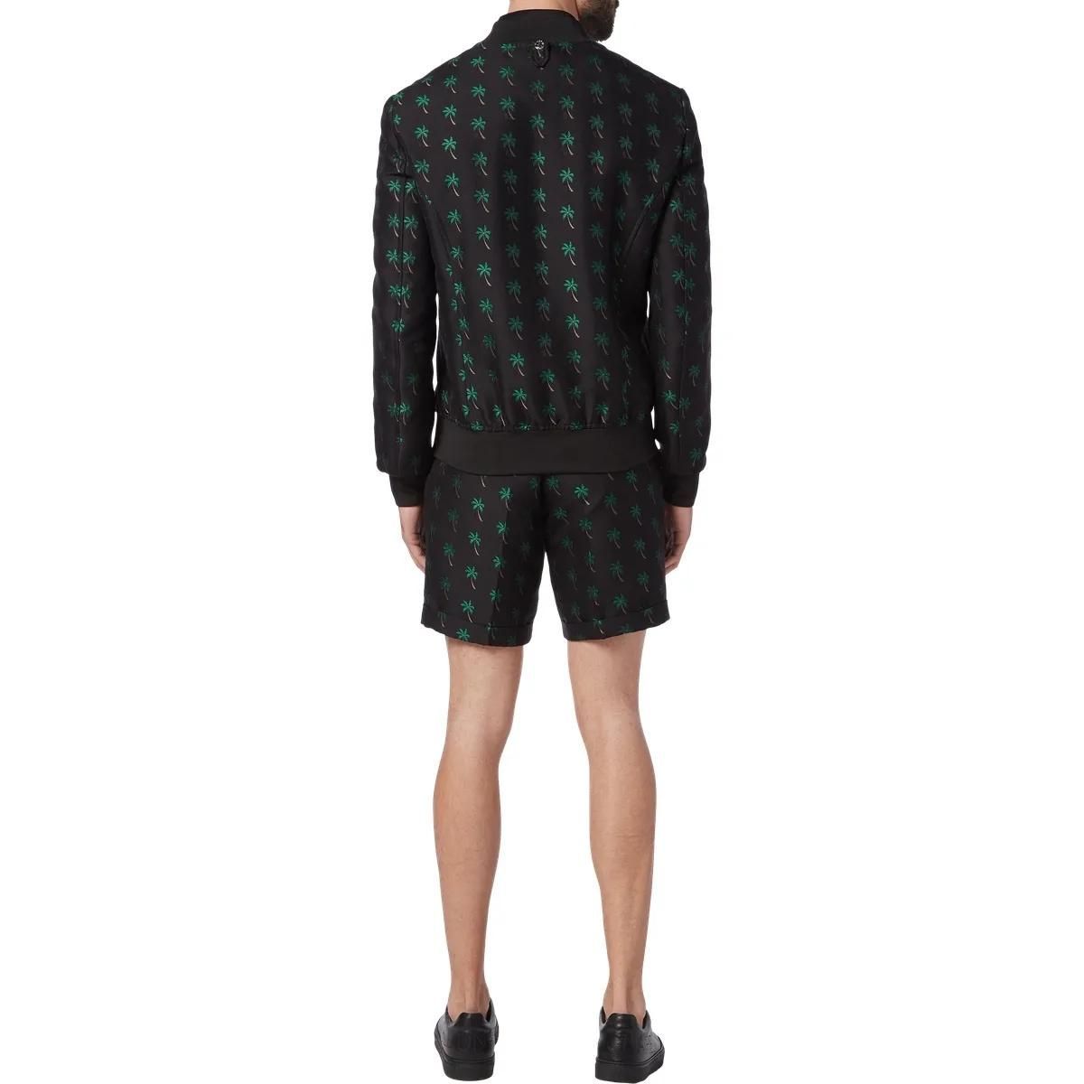 Schwarze Bomberjacke mit Palmenmuster