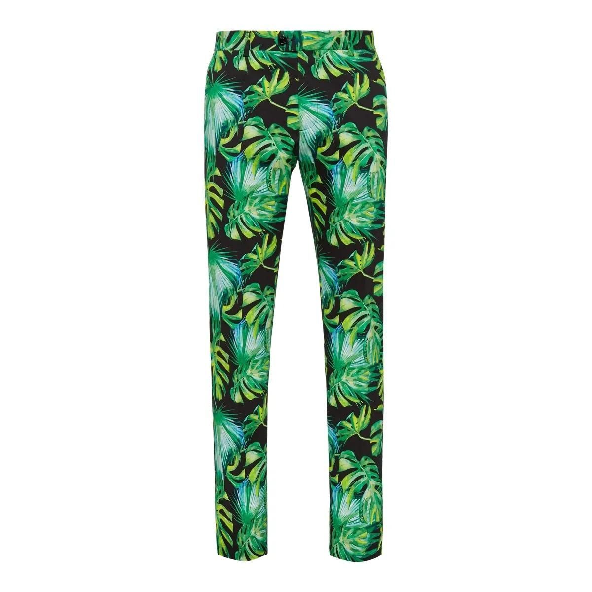 Schmale Stretch-Baumwollhose mit Palmenmuster