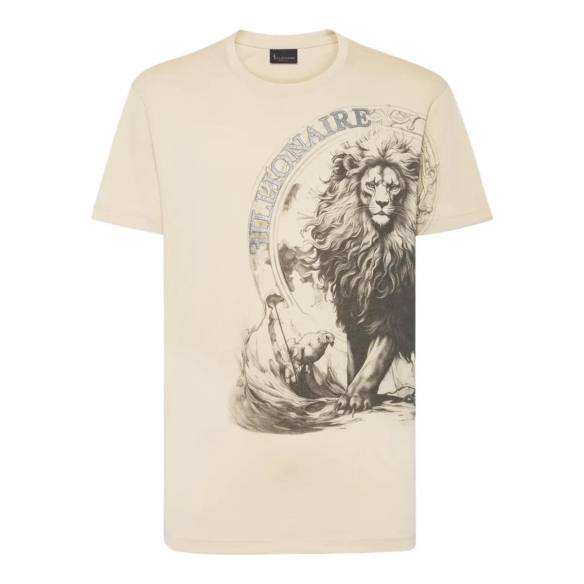 T-Shirt mit Rundhalsausschnitt und Löwenprint