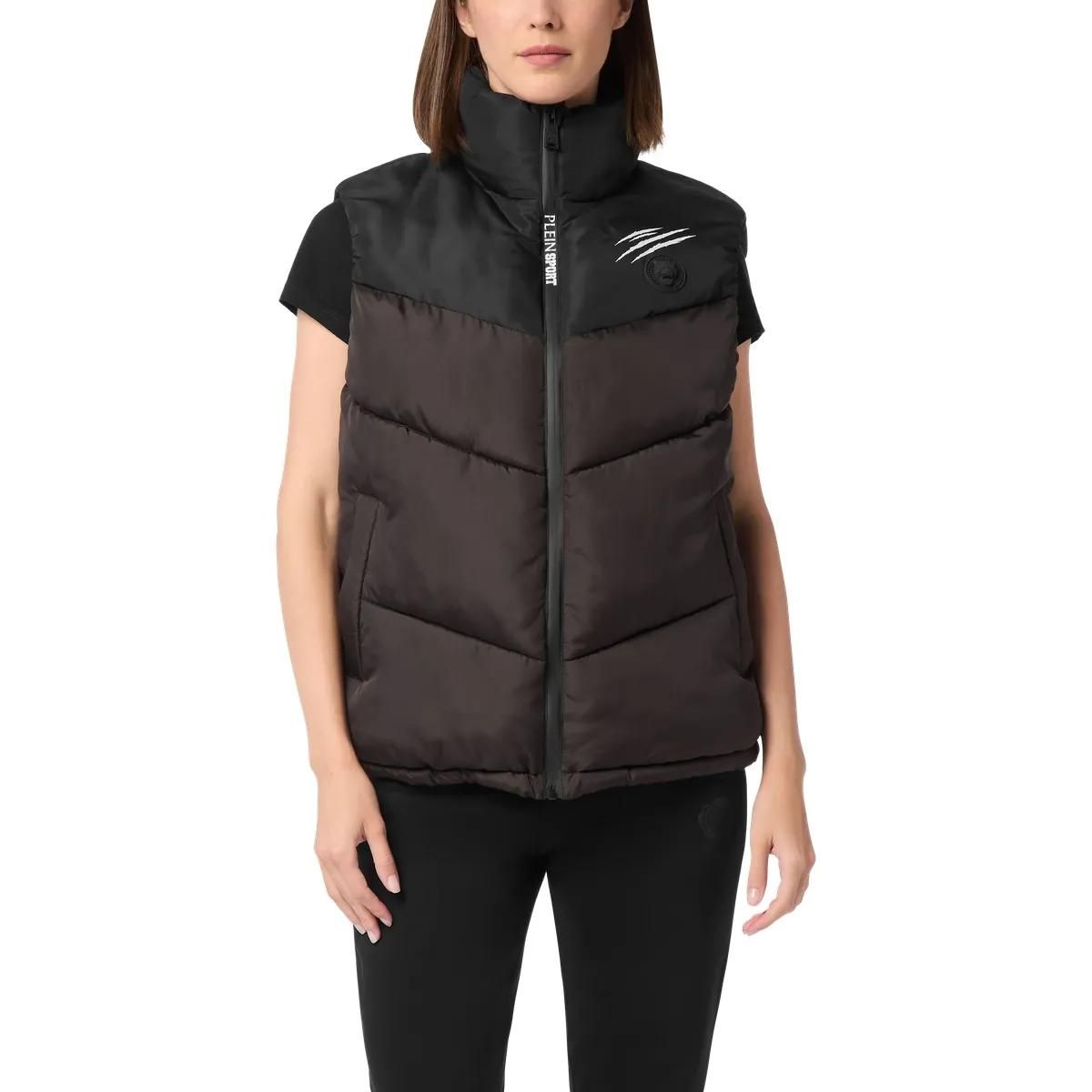 Zweifarbige gepolsterte und gesteppte Weste