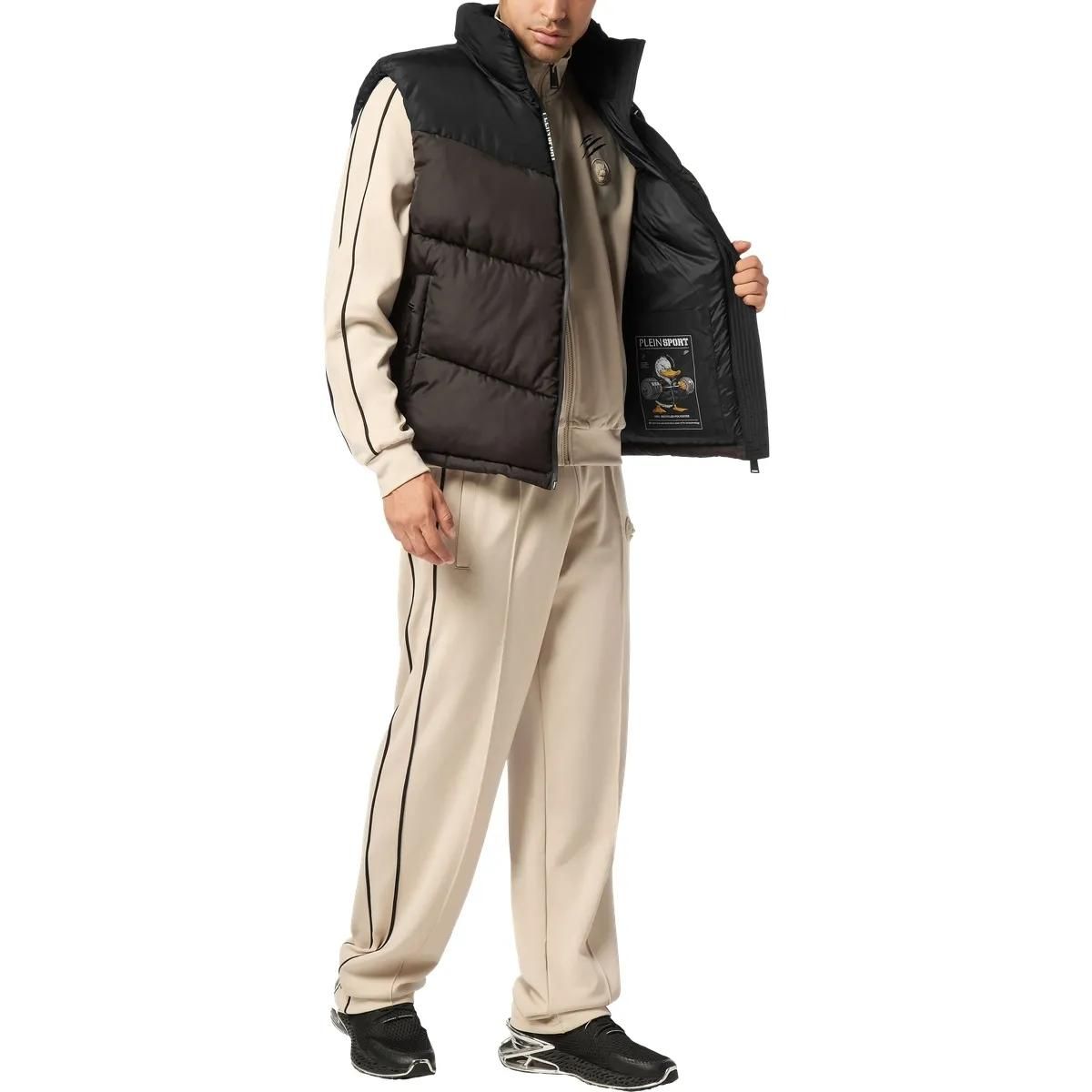 Zweifarbige gesteppte Daunenweste