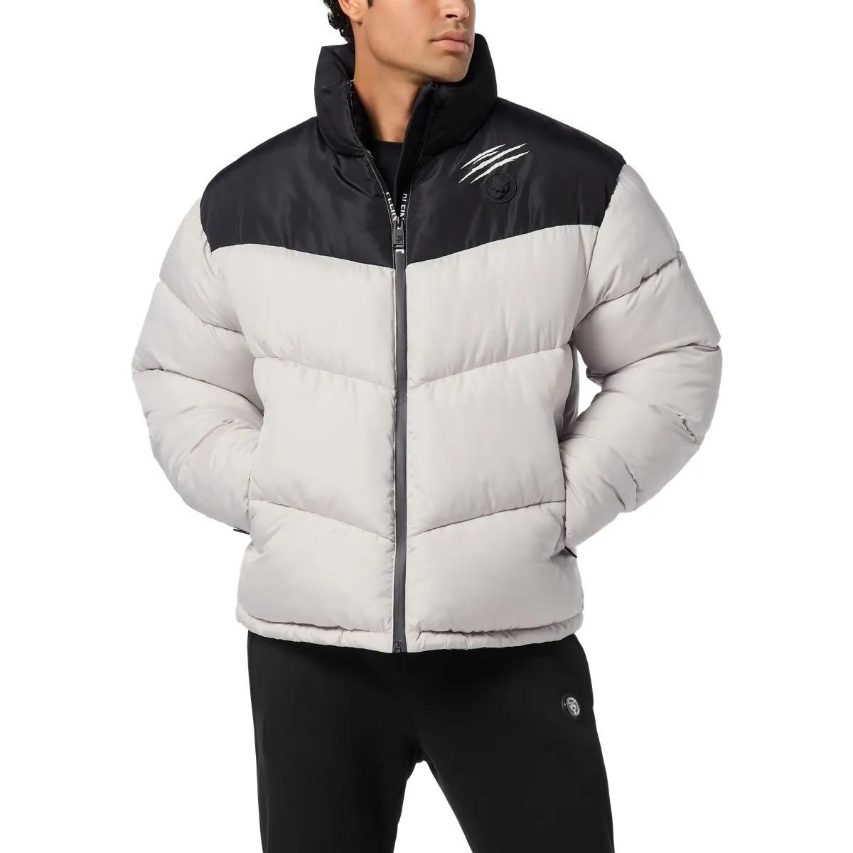 Zweifarbige gefütterte Pufferjacke